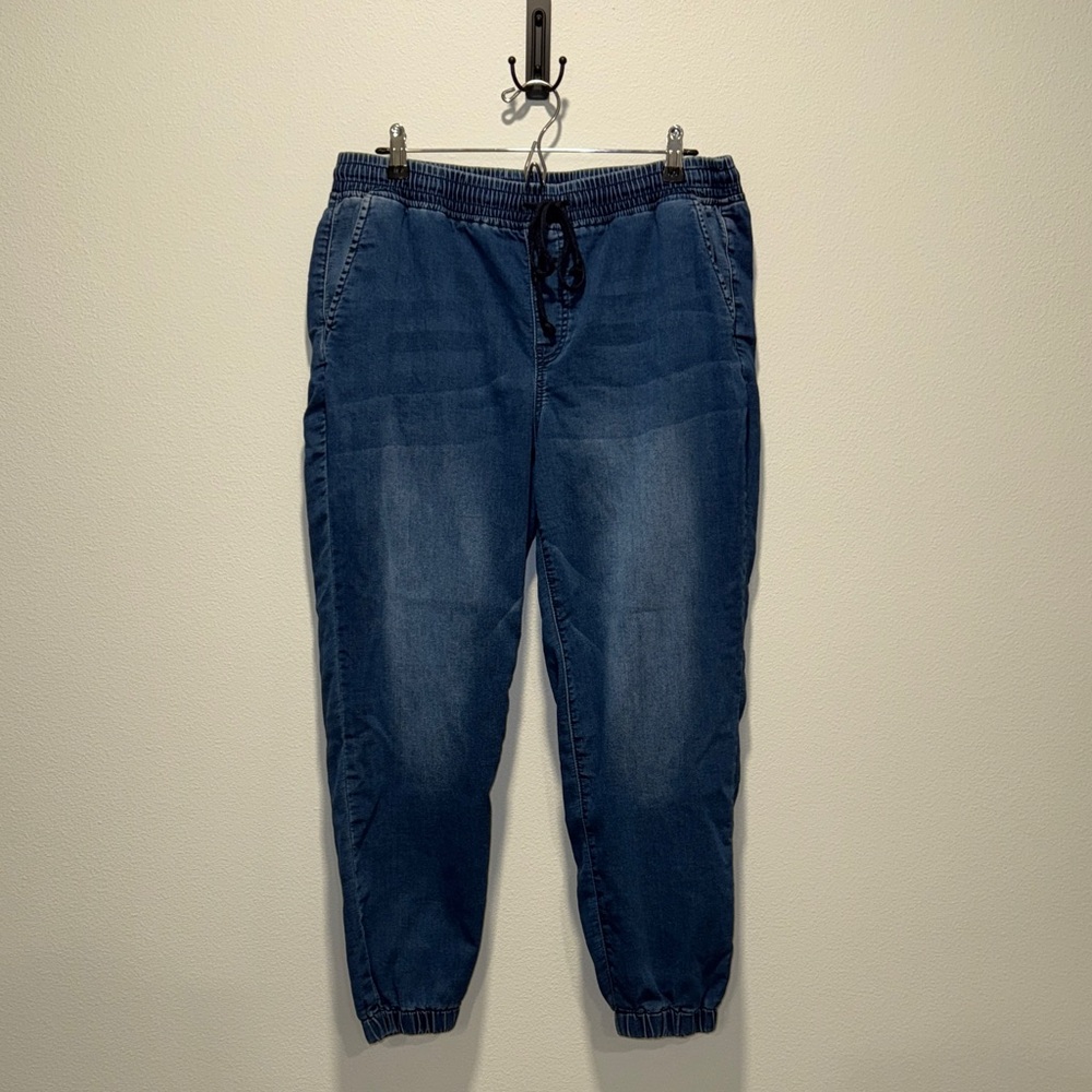 Casual Blue Denim Jogger Pants